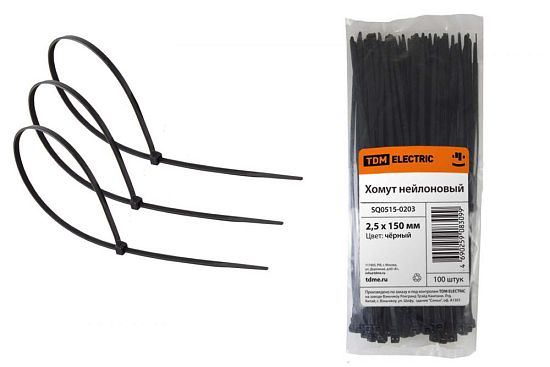 Хомут-стяжка TDM 2,5х180мм нейлон (черный) (100шт)