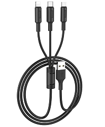Кабель USB <--> Lightning/Type-C/microUSB  1.0м HOCO X25 Soarer чёрный