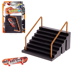 Набор скейт-парк «Прыжок на перила», фингерборд, лесенки с перилами 9445046