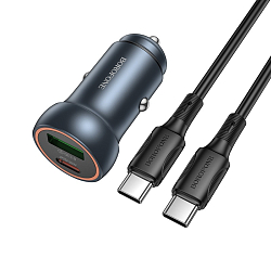 Авто ЗУ 1USB/1Type-C 3A BOROFONE BZ32A Fresh Metal grey, PD30W, Type-C-Type-C