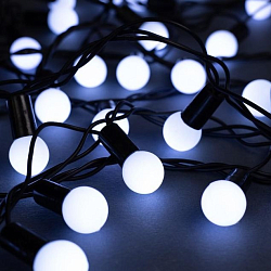 Гирлянда "Нить - с насадками" 10 м, «Шарики 1.5 см», свечение белое, 8 режимов, IP44