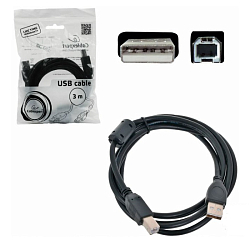 Кабель USB для принтера AM-BM  3.0м GEMBIRD/CABLEEXPERT CCF2-USB2-AMBM-10 USB 2.0 Pro черный, экран, 2феррит.кольца