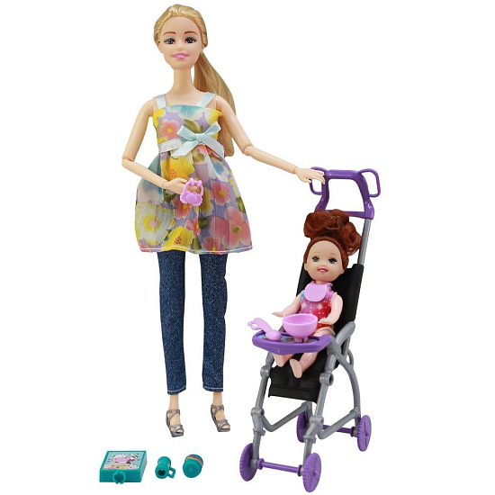 Набор кукол "Счастливая мама" (27 см, коляска, аксесс.)