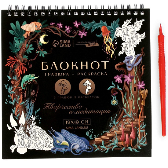 Блокнот гравюра-раскраска 19х19см «Воображение»   7653524