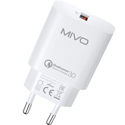 Сетевое ЗУ 1USB MIVO MP-328Q, белый, 18W