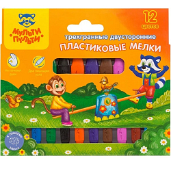 Мелки пластиковые Мульти-Пульти "Приключения Енота" 12 цв., трехгранные, картон РС_20135