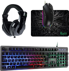 Набор SMARTBUY RUSH черный (SBC-777G-K) (мышь+клавиатура+гарнитура+коврик)