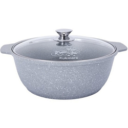 Кастрюля-жаровня 3л KUKMARA жмс32а, светлый мрамор, со стеклянной крышкой