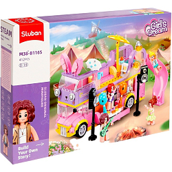 Конструктор Sluban Розовая мечта «Мультимедийный автобус», 412 деталей