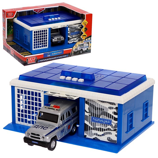 Игровой набор «Гараж полицейского участка с УАЗ Хантер», 22 см, ворота, световые и звуковые эффекты