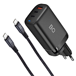 Сетевое ЗУ 1USB/2Type-C BQ CHarger 65W3A01 black, 65W, кабель Type-C 2м