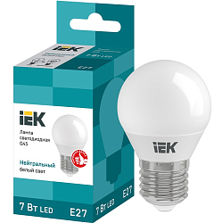 Лампа светодиодная IEK ECO G45 7W/4000К/Е27