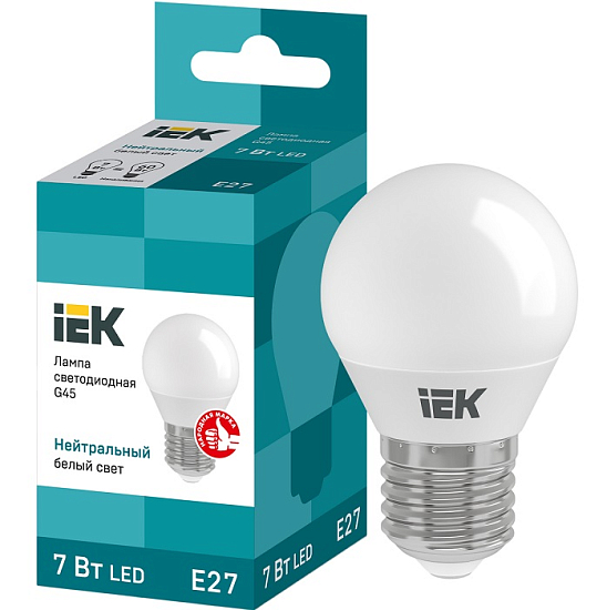 Лампа светодиодная IEK ECO G45 7W/4000К/Е27