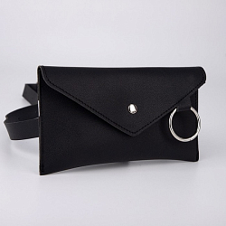 Сумка поясная, с металлическим кольцом, 19х11см, 19х11см, цвет чёрный