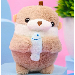 Мягкая игрушка - Брелок Выдра с рыбкой 5846-13-19