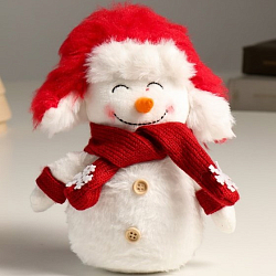 Кукла интерьерная "Снеговик в красной шапке ушанке-колпаке" 19 см   9488063