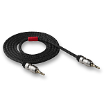 Кабель Jack 3.5 <--> Jack 3.5  1.5м WALKER WCA-720 в переплете, черный (в коробке)