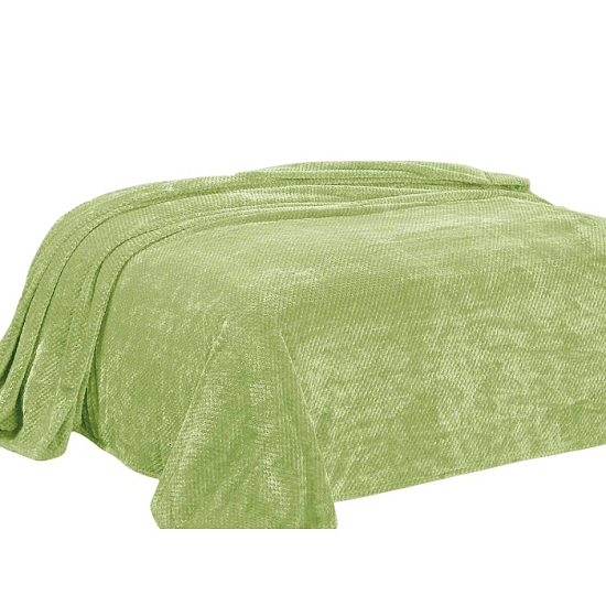 Плед 240*200 велсофт "Коса" ЭлитаЛюкс, салатовый