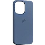 Силиконовый чехол SILICONE CASE для iPhone 15 Pro (MagSafe + анимация NFC) c LOGO Winter Blue