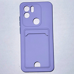 Силиконовый чехол BUTTON для Xiaomi Redmi A1+/Redmi A2+ /POCO C51 лиловый , с карманом для пластик карт