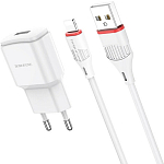 Сетевое ЗУ 1USB 2.1A BOROFONE BA48A, Orion, Lightning, белый