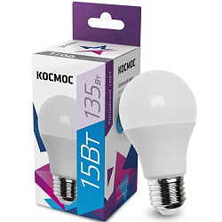 Лампа светодиодная КОСМОС A60 15W/6500K/E27 (1/10/80)