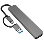 USB Type-C Хаб PERO MH07, USB-С/USB-A TO SD + TF + AUX 3.5 MM + USB-C + USB 3.0 + 3xUSB 2.0, серый