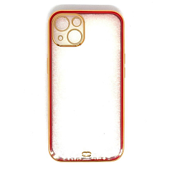 Задняя накладка AKSS для iPhone 13, красный, с металическим ободком (технология 6D)