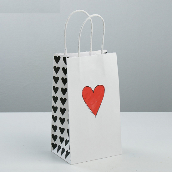 Пакет подарочный крафтовый Love you, 12 × 21 × 9 см