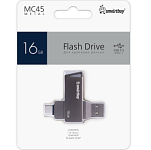 USB 16Gb SMARTBUY MC45 Phantom  (Type-C / Type-A)  чёрный  металл