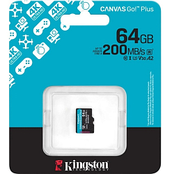 Micro SD 64Gb Kingston Canvas Go Plus A2 U3 V30 (200 Mb/s)