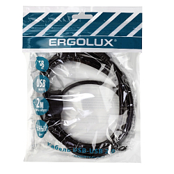 Кабель-удлинитель USB  2.0м ERGOLUX ELX-EC01P-USB черный