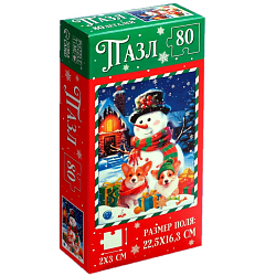 Пазл «Весёлый снеговичок», 80 деталей