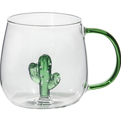 Кружка стеклянная с фигуркой на дне «Серен. Кактус», 350 мл