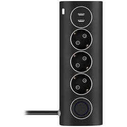 Сетевой фильтр  1.5м ROMBICA NEO WC3U PSE-002, черный, 3 розетки, 2USB, 16A