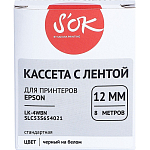 Кассета с лентой Sakura C53S654021 для Epson  LW300/LW400/LW700/LW600P/LW1000P/K400/Z700/Z900, черный на белом, 12мм/9м, стандартная