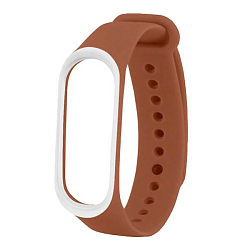 Силиконовый ремешок NONAME для XIAOMI Mi Band 4, Double color, коричневый, белая вставка
