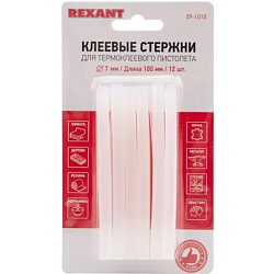 Клеевые стержни REXANT, Ø7 мм, 100 мм, прозрачные, 12 шт., блистер (10/100)