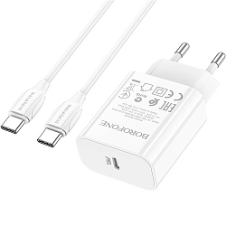 Сетевое ЗУ 1Type-C 2.1A BOROFONE BA65A Type-C-Type-C, белый