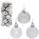 Новогодний Набор Елочных украшений Шарики WL4024YS Серебро (4см*24шт)