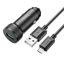 Авто ЗУ 1USB HOCO Z49A, Level, черный, microUSB, 18Вт, QC3.0