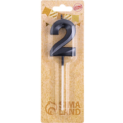 Свеча в торт на шпажке «‎Грань», цифра "2", черная, 5 см 5572746