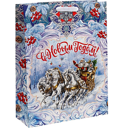 Пакет новогодний крафтовый «С Новым годом», L 31×40×11.5 см