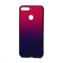 Задняя накладка GRADIENT для Honor 7A Pro/Y6 Prime 2018 (006) красно-синий со стеклянной вставкой