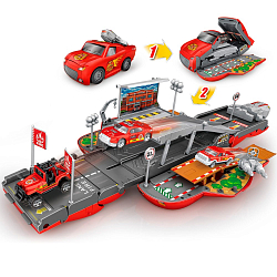 Парковка Etastra "Автомобиль трансформирующийся: питстоп пожарных" (49х47х24 см, свет, звук)