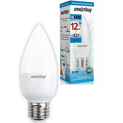 Лампа светодиодная SMARTBUY C37 12W/6000K/E27 (холодный свет) (1/10/100)