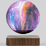 Левитирующий ночник Галактика 14 см на подставке темное дерево