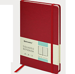 Блокнот А5 148x218мм, BRAUBERG Metropolis Special, под кожу, 80л, резинка, клетка, красный, 111575