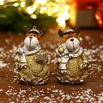 Ёлочное украшение "Олень в шарфе блеск" 4,5х7,5 см, микс   6961502