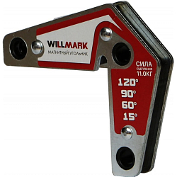 Магнитный угольник для сварки WILLMARK (4 ула: 15, 60, 90, 120,сила сцепления 11кг., хром. сталь А3)